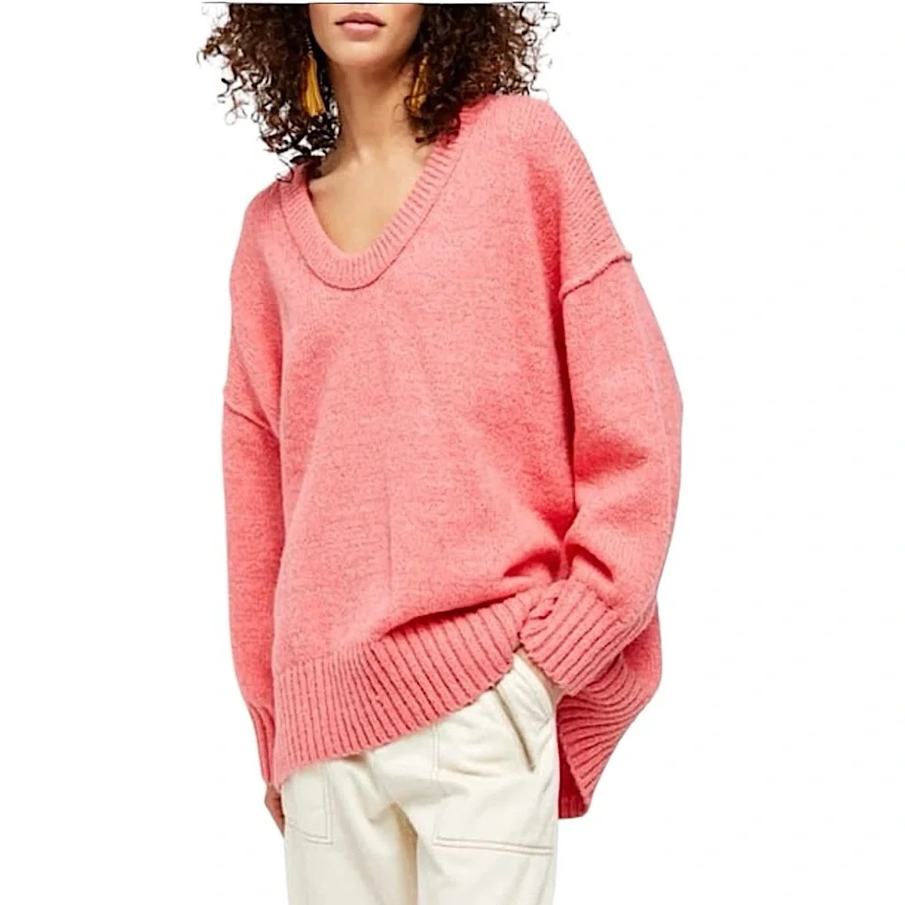 Free People Brookside Sweater in Pink Lightning size XS